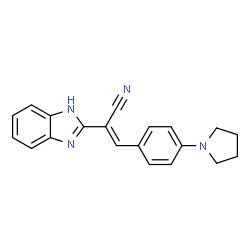 ChemSpider 2D Image | (2E)-2-(1H-Benzimidazol-2-yl)-3-[4-(1-pyrrolidinyl)phenyl]acrylonitrile | C20H18N4