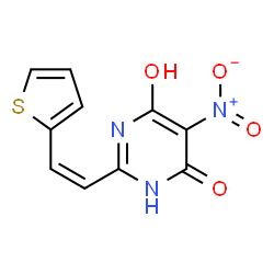 ChemSpider 2D Image | 6-Hydroxy-5-nitro-2-[(Z)-2-(2-thienyl)vinyl]-4(3H)-pyrimidinone | C10H7N3O4S