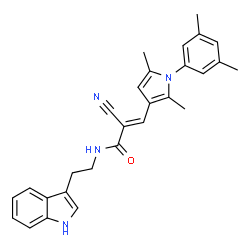 ChemSpider 2D Image | (2E)-2-Cyano-3-[1-(3,5-dimethylphenyl)-2,5-dimethyl-1H-pyrrol-3-yl]-N-[2-(1H-indol-3-yl)ethyl]acrylamide | C28H28N4O