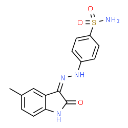 ChemSpider 2D Image | 4-[(2E)-2-(5-Methyl-2-oxo-1,2-dihydro-3H-indol-3-ylidene)hydrazino]benzenesulfonamide | C15H14N4O3S
