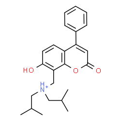 ChemSpider 2D Image | N-[(7-Hydroxy-2-oxo-4-phenyl-2H-chromen-8-yl)methyl]-N-isobutyl-2-methyl-1-propanaminium | C24H30NO3