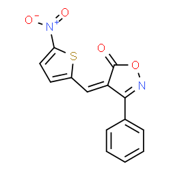 ChemSpider 2D Image | (4Z)-4-[(5-Nitro-2-thienyl)methylene]-3-phenyl-1,2-oxazol-5(4H)-one | C14H8N2O4S