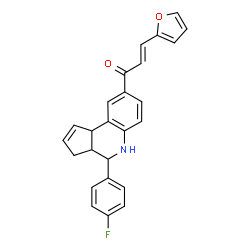 ChemSpider 2D Image | (2E)-1-[4-(4-Fluorophenyl)-3a,4,5,9b-tetrahydro-3H-cyclopenta[c]quinolin-8-yl]-3-(2-furyl)-2-propen-1-one | C25H20FNO2