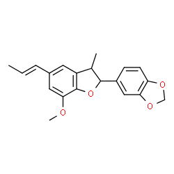 ChemSpider 2D Image | 5-{7-Methoxy-3-methyl-5-[(1E)-1-propen-1-yl]-2,3-dihydro-1-benzofuran-2-yl}-1,3-benzodioxole | C20H20O4