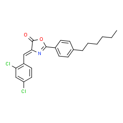 ChemSpider 2D Image | (4Z)-4-(2,4-Dichlorobenzylidene)-2-(4-hexylphenyl)-1,3-oxazol-5(4H)-one | C22H21Cl2NO2