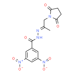 ChemSpider 2D Image | N'-[(2E)-1-(2,5-Dioxo-1-pyrrolidinyl)-2-propanylidene]-3,5-dinitrobenzohydrazide | C14H13N5O7