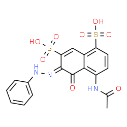ChemSpider 2D Image | (6Z)-4-Acetamido-5-oxo-6-(phenylhydrazono)-5,6-dihydro-1,7-naphthalenedisulfonic acid | C18H15N3O8S2