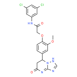 ChemSpider 2D Image | N-(3,5-Dichlorophenyl)-2-[2-methoxy-4-(5-oxo-1,5,6,7-tetrahydro[1,2,4]triazolo[1,5-a]pyrimidin-7-yl)phenoxy]acetamide | C20H17Cl2N5O4