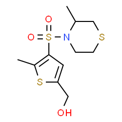 ChemSpider 2D Image | {5-Methyl-4-[(3-methyl-4-thiomorpholinyl)sulfonyl]-2-thienyl}methanol | C11H17NO3S3