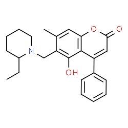 ChemSpider 2D Image | 6-[(2-Ethyl-1-piperidinyl)methyl]-5-hydroxy-7-methyl-4-phenyl-2H-chromen-2-one | C24H27NO3