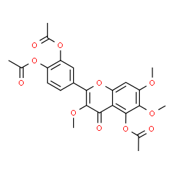 ChemSpider 2D Image | 4H-Benzo[b]pyran-4-one, 5-acetoxy-2-(3,4-diacetoxyphenyl)-3,6,7-trimethoxy- | C24H22O11