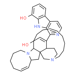 ChemSpider 2D Image | (5Z,16Z)-25-(8-Hydroxy-9H-beta-carbolin-1-yl)-11,22-diazapentacyclo[11.11.2.1~2,22~.0~2,12~.0~4,11~]heptacosa-5,16,25-trien-13-ol | C36H44N4O2