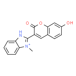 ChemSpider 2D Image | 2-(7-Hydroxy-2-oxo-2H-chromen-3-yl)-3-methyl-1H-3,1-benzimidazol-3-ium | C17H13N2O3