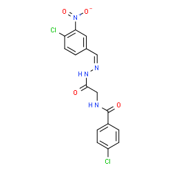 ChemSpider 2D Image | 4-Chloro-N-{2-[(2Z)-2-(4-chloro-3-nitrobenzylidene)hydrazino]-2-oxoethyl}benzamide | C16H12Cl2N4O4