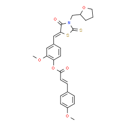 ChemSpider 2D Image | 2-Methoxy-4-{(Z)-[4-oxo-3-(tetrahydro-2-furanylmethyl)-2-thioxo-1,3-thiazolidin-5-ylidene]methyl}phenyl (2E)-3-(4-methoxyphenyl)acrylate | C26H25NO6S2