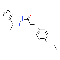ChemSpider 2D Image | 2-(4-ethoxyanilino)-N'-[1-(2-furyl)ethylidene]acetohydrazide | C16H19N3O3
