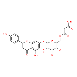 ChemSpider 2D Image | 5-Hydroxy-2-(4-hydroxyphenyl)-4-oxo-4H-chromen-7-yl 6-O-(carboxyacetyl)hexopyranoside | C24H22O13