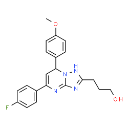 ChemSpider 2D Image | [1,2,4]triazolo[1,5-a]pyrimidine-2-propanol, 5-(4-fluorophenyl)-4,7-dihydro-7-(4-methoxyphenyl)- | C21H21FN4O2