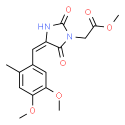 ChemSpider 2D Image | Methyl [(4E)-4-(4,5-dimethoxy-2-methylbenzylidene)-2,5-dioxo-1-imidazolidinyl]acetate | C16H18N2O6