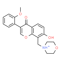 ChemSpider 2D Image | 4-{[7-Hydroxy-3-(2-methoxyphenyl)-4-oxo-4H-chromen-8-yl]methyl}morpholin-4-ium | C21H22NO5