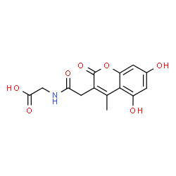 ChemSpider 2D Image | N-[(5,7-Dihydroxy-4-methyl-2-oxo-2H-chromen-3-yl)acetyl]glycine | C14H13NO7