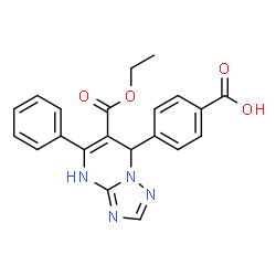 ChemSpider 2D Image | 4-[6-(Ethoxycarbonyl)-5-phenyl-1,7-dihydro[1,2,4]triazolo[1,5-a]pyrimidin-7-yl]benzoic acid | C21H18N4O4