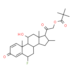 ChemSpider 2D Image | 6-Fluoro-11-hydroxy-16-methyl-3,20-dioxopregna-1,4-dien-21-yl pivalate  | C27H37FO5