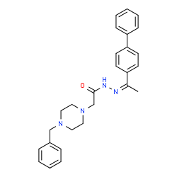 ChemSpider 2D Image | 2-(4-Benzyl-1-piperazinyl)-N'-[(1Z)-1-(4-biphenylyl)ethylidene]acetohydrazide | C27H30N4O