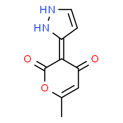 ChemSpider 2D Image | (3Z)-3-(1,2-Dihydro-3H-pyrazol-3-ylidene)-6-methyl-2H-pyran-2,4(3H)-dione | C9H8N2O3