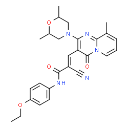 ChemSpider 2D Image | (2E)-2-Cyano-3-[2-(2,6-dimethyl-4-morpholinyl)-9-methyl-4-oxo-4H-pyrido[1,2-a]pyrimidin-3-yl]-N-(4-ethoxyphenyl)acrylamide | C27H29N5O4
