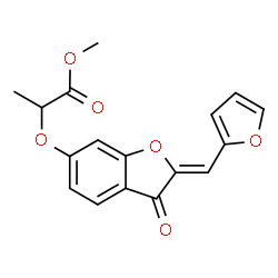 ChemSpider 2D Image | Methyl 2-{[(2Z)-2-(2-furylmethylene)-3-oxo-2,3-dihydro-1-benzofuran-6-yl]oxy}propanoate | C17H14O6