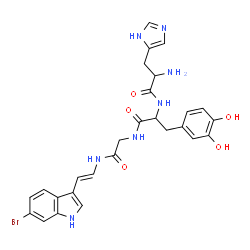 ChemSpider 2D Image | Histidyl-3-hydroxytyrosyl-N-[(E)-2-(6-bromo-1H-indol-3-yl)vinyl]glycinamide | C27H28BrN7O5