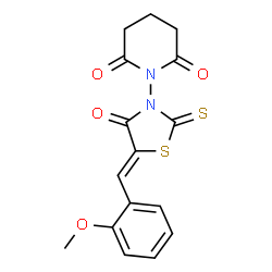 ChemSpider 2D Image | 1-[(5Z)-5-(2-Methoxybenzylidene)-4-oxo-2-thioxo-1,3-thiazolidin-3-yl]-2,6-piperidinedione | C16H14N2O4S2