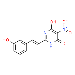ChemSpider 2D Image | 6-Hydroxy-2-[(E)-2-(3-hydroxyphenyl)vinyl]-5-nitro-4(3H)-pyrimidinone | C12H9N3O5