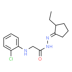 ChemSpider 2D Image | 2-[(2-Chlorophenyl)amino]-N'-[(1E)-2-ethylcyclopentylidene]acetohydrazide | C15H20ClN3O