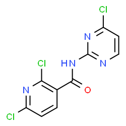 ChemSpider 2D Image | 2,6-Dichloro-N-(4-chloro-2-pyrimidinyl)nicotinamide | C10H5Cl3N4O