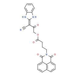 ChemSpider 2D Image | 3-Cyano-3-(1,3-dihydro-2H-benzimidazol-2-ylidene)-2-oxopropyl 4-(1,3-dioxo-1H-benzo[de]isoquinolin-2(3H)-yl)butanoate | C27H20N4O5