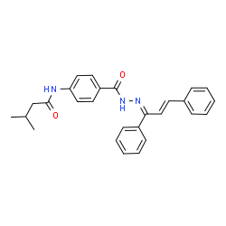 ChemSpider 2D Image | N-[4-({(2Z)-2-[(2E)-1,3-Diphenyl-2-propen-1-ylidene]hydrazino}carbonyl)phenyl]-3-methylbutanamide | C27H27N3O2