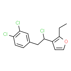 ChemSpider 2D Image | 3-[1-Chloro-2-(3,4-dichlorophenyl)ethyl]-2-ethylfuran | C14H13Cl3O