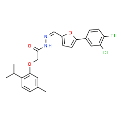 ChemSpider 2D Image | N'-{(Z)-[5-(3,4-Dichlorophenyl)-2-furyl]methylene}-2-(2-isopropyl-5-methylphenoxy)acetohydrazide | C23H22Cl2N2O3