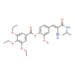 ChemSpider 2D Image | 4-[(1E)-2-Cyano-3-(isopropylamino)-3-oxo-1-propen-1-yl]-2-methoxyphenyl 3,4,5-triethoxybenzoate | C27H32N2O7