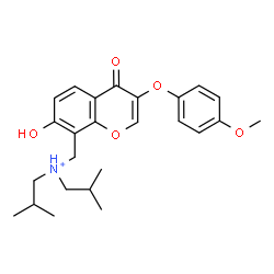 ChemSpider 2D Image | N-{[7-Hydroxy-3-(4-methoxyphenoxy)-4-oxo-4H-chromen-8-yl]methyl}-N-isobutyl-2-methyl-1-propanaminium | C25H32NO5