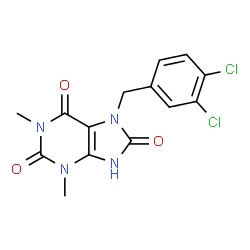 ChemSpider 2D Image | 7-(3,4-dichlorobenzyl)-1,3-dimethyl-7,9-dihydro-1H-purine-2,6,8(3H)-trione | C14H12Cl2N4O3