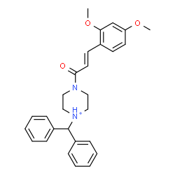 ChemSpider 2D Image | 4-[(2E)-3-(2,4-Dimethoxyphenyl)-2-propenoyl]-1-(diphenylmethyl)piperazin-1-ium | C28H31N2O3