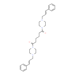 ChemSpider 2D Image | 1,6-Bis{4-[(2E)-3-phenyl-2-propen-1-yl]-1-piperazinyl}-1,6-hexanedione | C32H42N4O2