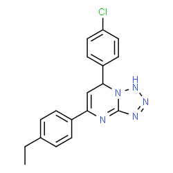 ChemSpider 2D Image | 7-(4-Chlorophenyl)-5-(4-ethylphenyl)-1,7-dihydrotetrazolo[1,5-a]pyrimidine | C18H16ClN5
