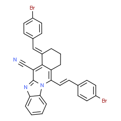ChemSpider 2D Image | (7E)-7-(4-Bromobenzylidene)-11-[(E)-2-(4-bromophenyl)vinyl]-7,8,9,10-tetrahydrobenzimidazo[1,2-b]isoquinoline-6-carbonitrile | C31H21Br2N3