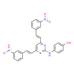 ChemSpider 2D Image | 4-({4,6-Bis[(E)-2-(3-nitrophenyl)vinyl]-2-pyrimidinyl}amino)phenol | C26H19N5O5