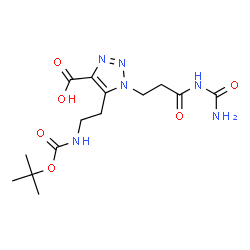 ChemSpider 2D Image | 1-[3-(Carbamoylamino)-3-oxopropyl]-5-[2-({[(2-methyl-2-propanyl)oxy]carbonyl}amino)ethyl]-1H-1,2,3-triazole-4-carboxylic acid | C14H22N6O6