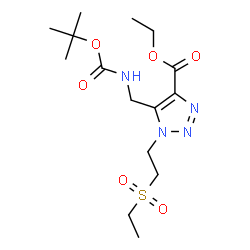 ChemSpider 2D Image | Ethyl 1-[2-(ethylsulfonyl)ethyl]-5-[({[(2-methyl-2-propanyl)oxy]carbonyl}amino)methyl]-1H-1,2,3-triazole-4-carboxylate | C15H26N4O6S